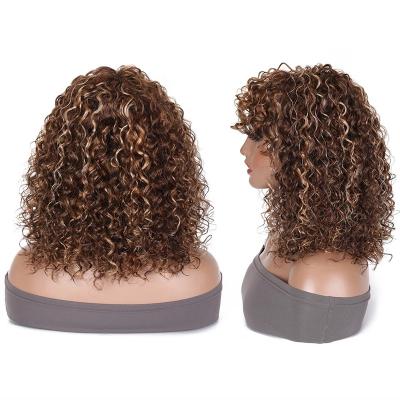 China Body Wave Highlight Lace Front Bob Wig With Bangs For Color Women Vietnam Hair Highlight Wig 13x6 Frontal Curly Bob Wig Private Label for sale