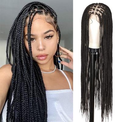 China Wholesale Body Wave Glueless Braid Wig Vendors,Synthetic Hair Braided Full Lace Wigs For Women,Transparent Cornrow Braided Lace Front Wig for sale