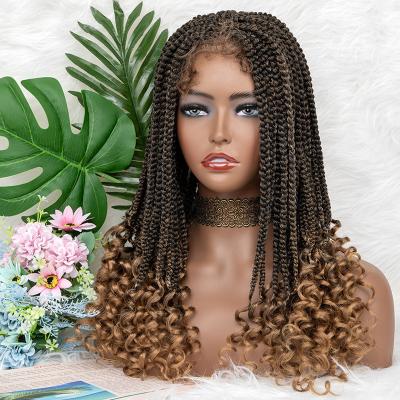 China Hot Braided Hair Box Braids Lace Style Hair Curly 4*4inch Ends 4*4inch Size 18inch 270g Synthetic Lace Wig For Women for sale