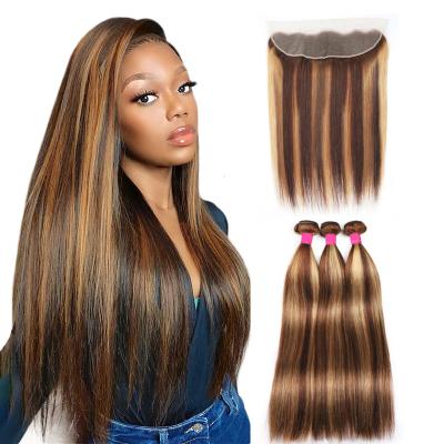 China Wholesale Silky Straight Wave Brazilian Straight Hair Bundles Cheap Highlight Colored Remy Cuticle Aligned Human Hair Weave Bundles Extensions for sale