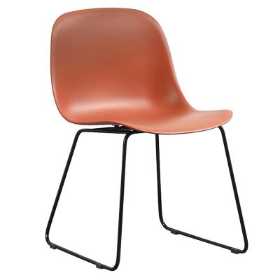 China Wholesale PP Convertible Seat Metal Leg Dining Chair Italian Faux Leather PU Dining Room Furniture Modern Cafe Dining Chairs for sale