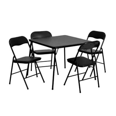 China Foldable Outdoor Indoor Home Office Furniture 5 Piece Black Folding Dining Card Table and Chair Set for sale