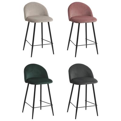 China New Design Velvet Seat Contemporary Metal Accent Leg Home Bar Chairs For Kitchen Bar Stools Chair Counter for sale