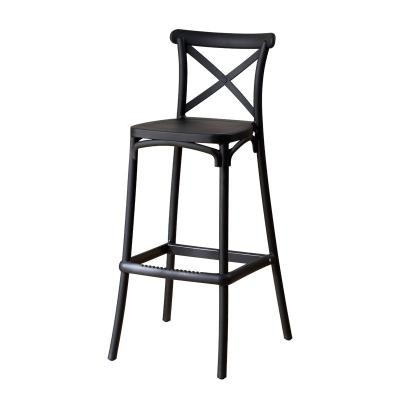 China Modern High Quality Stackable Plastic Crossback Barstool Kitchen Height Bar Counter Chair for sale