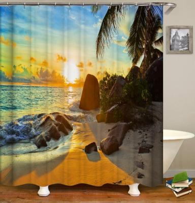 China Sustainable Customized Size High Quality Polyester Fiber Micro Shower Curtain for sale