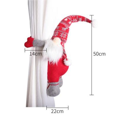 China Christmas Hotel Christmas Home Decoration Knitted Hat Santa Gnome Santa Hold Curtain Tieback With Magic Tape for sale