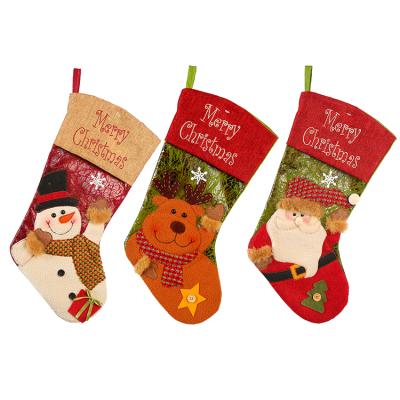 China New Christmas Stocking Christamas Home Decoration Vouchers Christmas Pattern Doll Reindeer Snowman Santa Decoration Christmas Gift Bag Pendant for sale