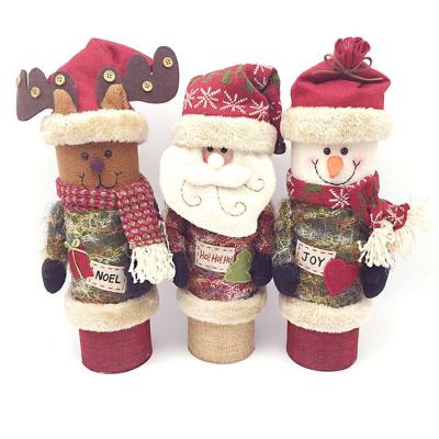 China Simple Christamas Home Decoration Creative Cute Cardboard Wine Box with Plush Santa Claus Head for Christmas Decoration for sale