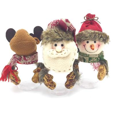 China Christamas Home Decoration Christmas Characters Cookie Chocolates Storage Clear Plastic Decorative Christmas Candy Jar For Sale for sale