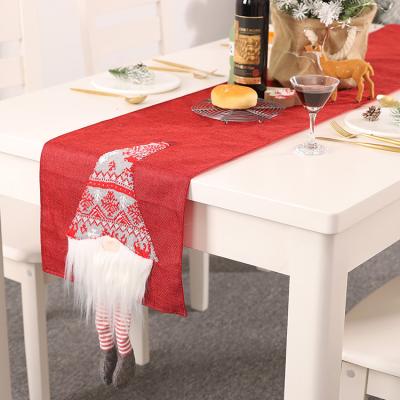 China Red Rectangle Santa Claus Tablecloth Christmas Table Runner Christmas Table Cloth 180*33CM for sale