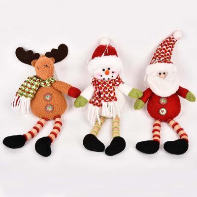 China Deer Hanging Santa Claus Doll Christmas Tree Hanging Legs Wooden Beads Christmas Decoration Snowman Ornaments for sale