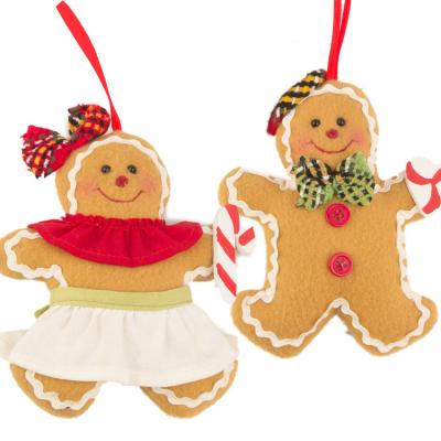 China Gingerbread Ornaments Gingerbread Man Girl Boy Gingerbread Ornaments Hanging Plush Toy Gingerbread Man Christmas Tree Decoration Wholesale for sale