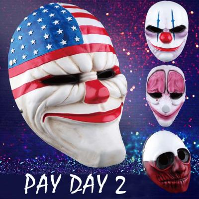 China Custom Plastic Payday 2 Payday Mask Cosplay Variety Movie Theme Halloween Party National Flag Brain Clown Old Man Mask Game New for sale