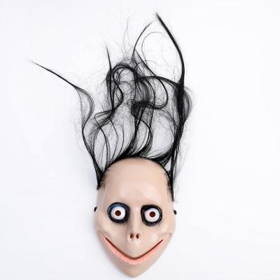 China Long Hair Halloween Momo Mask Creepy Crawling With Long Hair for sale