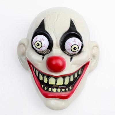 China White Plastic Scary Clown Moving Eyes Halloween Masquerade PVC Mask With Moving Eyes for sale