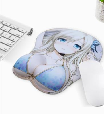 China Wholesale Professional Custom Logo SJ220820 3D Printed Bottom Anti Slip Silicone Bumbler Mouse Pad Anime Breast Boom Rubber Wrist Mat For Desk Keyboard for sale