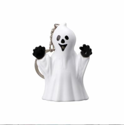 China New Novelty Halloween Design Sound+led Flashlight SJ220805 Capsule Key Chain 3D Plastic With Led Light Flashing With Spoonky Ghost Sound Key Chain for sale