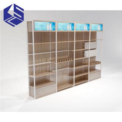 China Environmental friendly hypermarket wooden display rack metal supermarket display stand for wholesale for sale