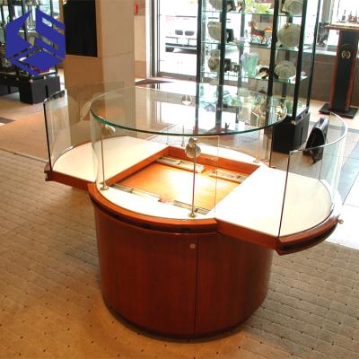 China Environment Friendly Material High-end Glass Showcase Design Wooden Jewelry Showcase Display Furniture With Lights for sale