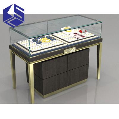 China Product Display New Product Glass Jewelry Display Showcase Wooden Jewelry Display Counter for sale