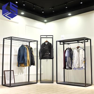 China High Quality Clothing Store MDF Metal Modern Design Wooden Clothing Display Rack for sale