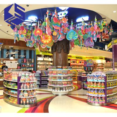 China Eco-friendly Material Hot Sale Candy Shop Interior Design Store Display Stand Sweet Wooden Candy Store Fixtures for sale