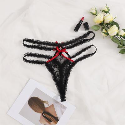 China Plus size plus size sexy lingerie ladies design lace mid waist sexy sense briefs panties wholesale for sale