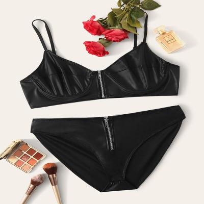 China Plus Size Cool Girl Plus Size Sexy Zipper PU Temptation Underwear Lingerie Panties Costume Wholesale Black Sexy Costume for sale