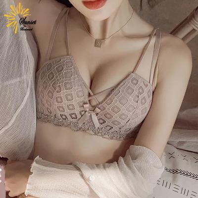 China Women Antibacterial Bras No Wire Bow Korean Sexy Lingerie Push Up Comfortable Bra For Women Mujer Seamless Top Backless Bralette for sale