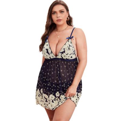 China Plus size Europe and the United States size underwear fat printing suspender millimeter sexy backless nightgown factory direct sales for sale