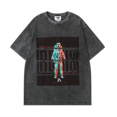 China High street QUICK DRY short sleeve T-shirt for men's west coast style hip-hop style T-shirt washing astronaut dark old men's clothing tops y2k tees for sale