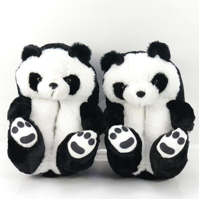 China Winter Warm Cartoon Cute Soft Indoor Shoes Fuzzy Panda Bear Plush Non Slip Animal Slippers For Women for sale