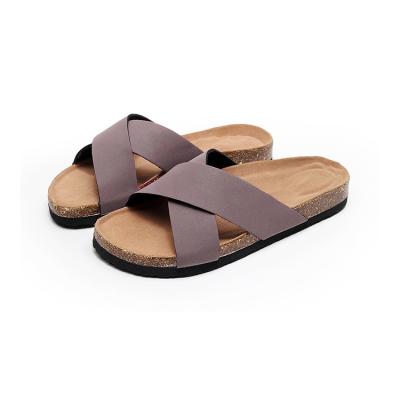 China New Arrival Round Men's Summer New Arrival Summer Falt PU Slippers Cool Outdoor Top Cross Band Cork Heel Sandals for sale