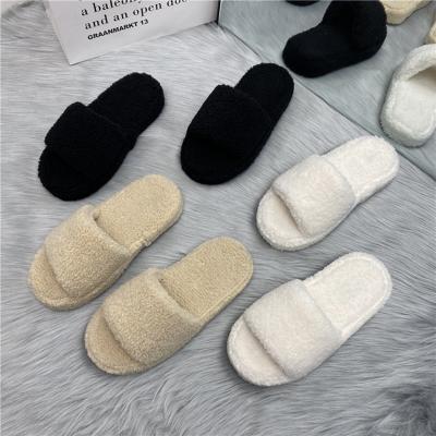 China Fashion Trend Women Bedroom Memory Foam Soft Comfortable Thick Strap Warm Lamb Fur Slippers One Size for sale