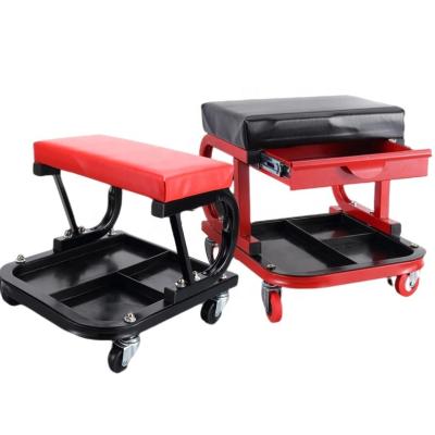 China Easy Operation Hot Selling Comfortable And Convenient Steel Car Repair Stool With Tool Partition for sale