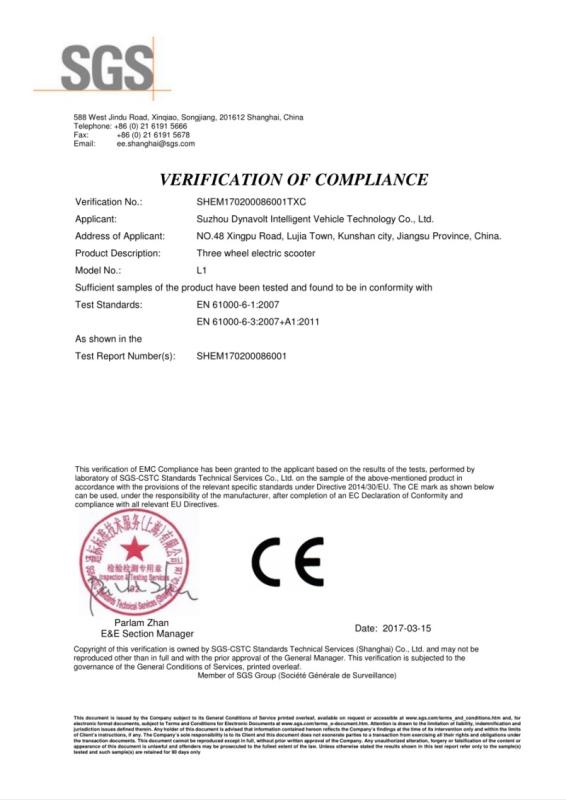 CE - Suzhou Dynavolt Intelligent Vehicle Technology Co., Ltd.