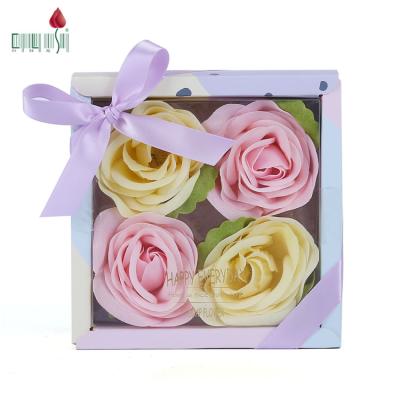 China Wholesale Flora Basic Cleansing Scented Bath Colorful Romantic Rose Flower Soap for sale