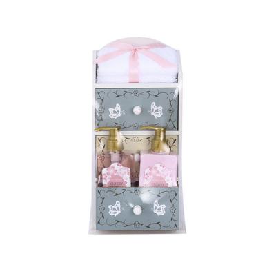 China Cherry Blossom Body Lotion Ultra Hydration Spa Wash Cabinet 4pcs Wooden Bath Set Family Family for sale