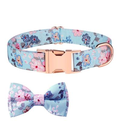 China Adujustable 2022 High Quality Biodegradable Earth Design Dog Collar Set Pet Collar With Bow Knot for sale