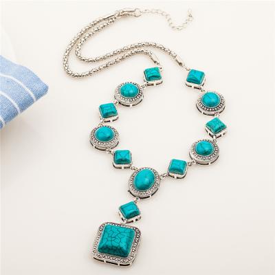 China Environmental Friendly Quality Turquoise Necklace Jewelry Temperament Turquoise Pendent Necklace Chain for sale