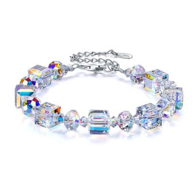 China Austrian Genuine Crystal Bracelet From Sterling Women Bracelets Sugar Cube Luxury 925 Silver Jewelry for sale