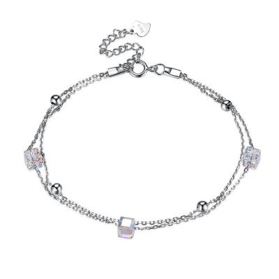 China Luxury Fashion Sugar Cube Bracelet Women's 925 Sterling Silver Austrian Crystal Bracelet for sale