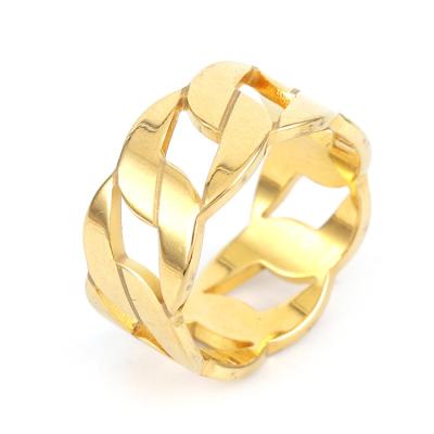 China Creative Fashionable Environmentally Friendly Link Ring Micro Chain Link Rings of Rose Gold Stainless Steel Cuban for sale