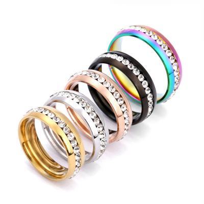 China 2021 Environmental Friendly Jewelry Ring One Ring Rhinestone Gem Stainless Steel Explosive Titanium Rings for sale