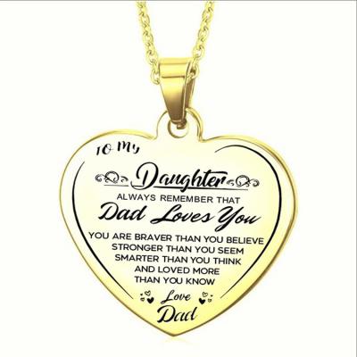 China Environmentally Friendly To Mom Dad Daughter Heart Pendant Necklace My Daughter's Gift Stainless Steel Necklace for sale