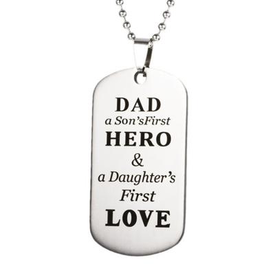 China Environmental Friendly To My Dad Custom Letters Nameplate Pendant For Father Gift Stainless Steel Necklace for sale