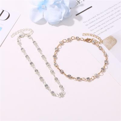 China Wholesale Environmentally Friendly Round Diamond Silver Anklets Women Exquisite Anklet Chains Foot Jewelry for sale