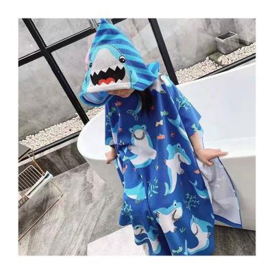 China QUICK DRY big children's bath towel coat boys and girls bathrobe hooded coat absorbent quick dry beach towel can wear bath towel for sale