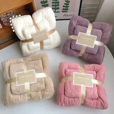 China Factory Super QUICK DRY Water Absorbent Bath Towel Coral Fleece Bath Towel Set Customize Logo for sale