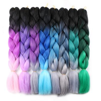 China Wholeslae 24inch High Temperature Synthetic Braids Hair Ombre Braiding Hair Jumbo Braiding Hair for sale